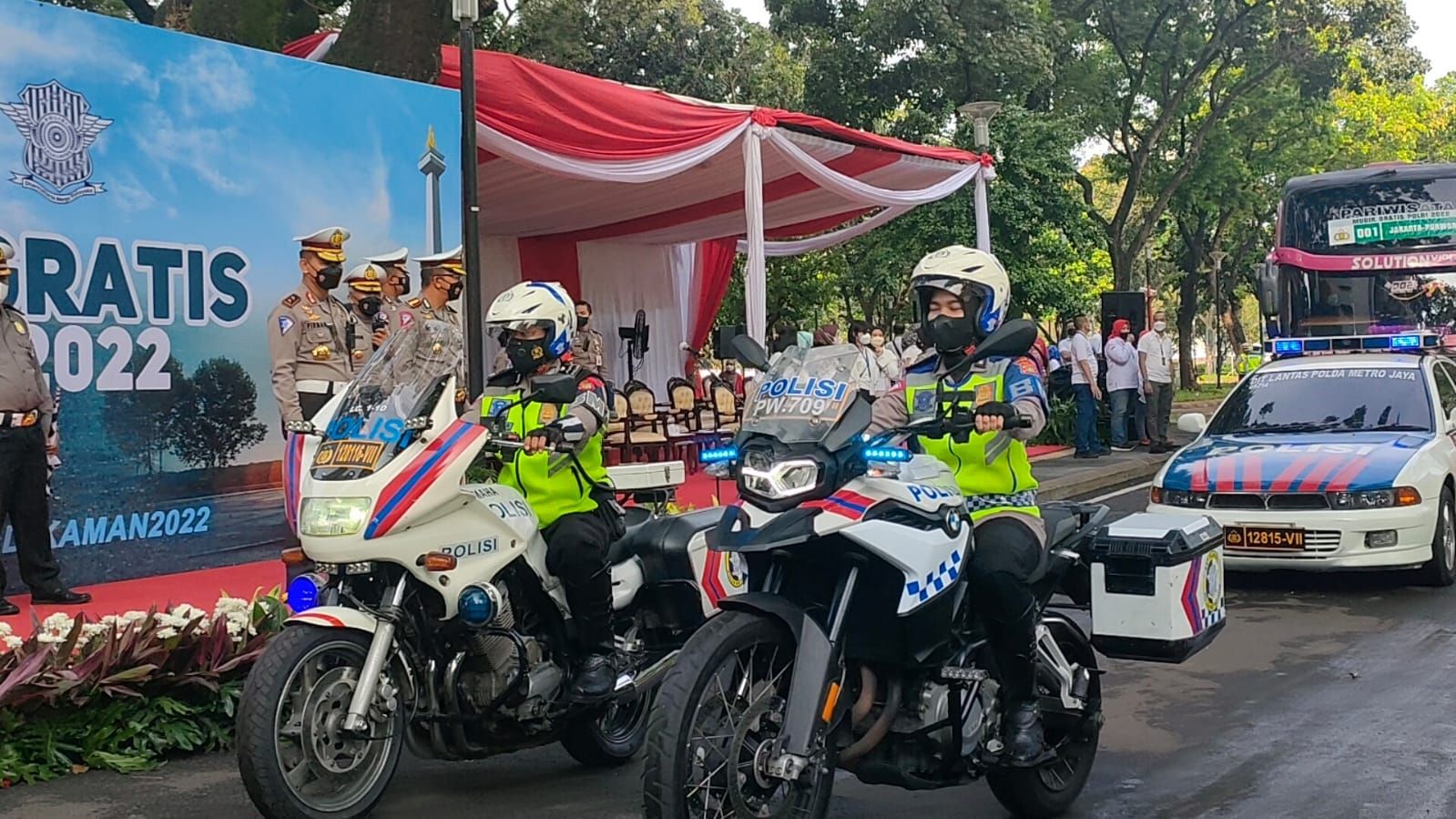 Pelepasan mudik gratis lebaran 2022 kloter kedua, Gelora Bung Karno, Jakpus, Selasa (26/4/2022). (Jurnalwarga.id)
